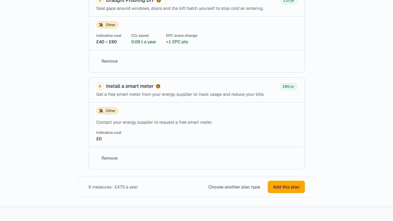 The bottom of the plan preview, with the Add this plan button